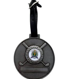 Divvy Golf Trophy Club Gwinnett Bag Tag Metal & Leather Golf Accessories Silver